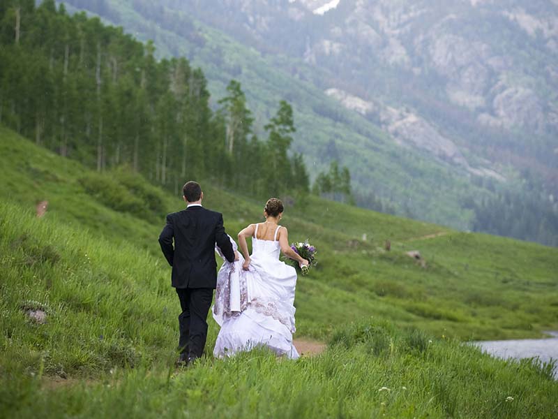 Newly weds wedding day photo in Waterton Lakes Nation Park.